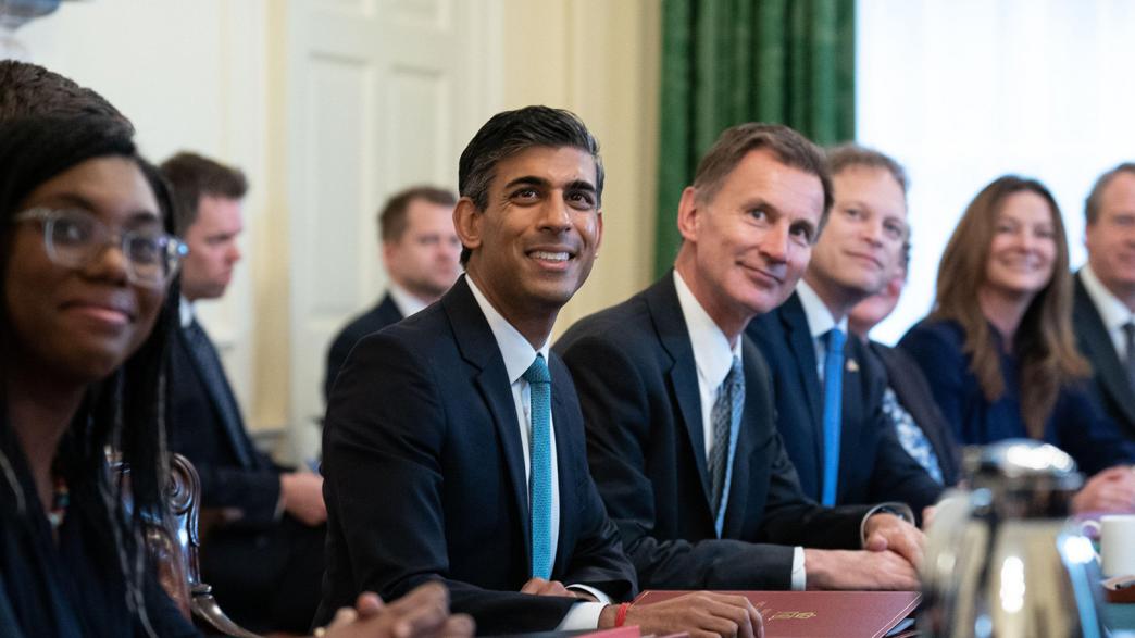 Rishi Sunak and chancellor Jeremy Hunt attending cabinet. 
