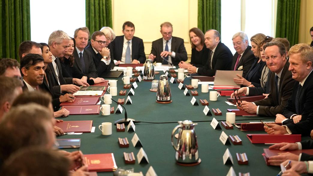 PM Rishi Sunak holds a cabinet meeting - members in attendance include David Cameron who was appointed foreign secretary.
