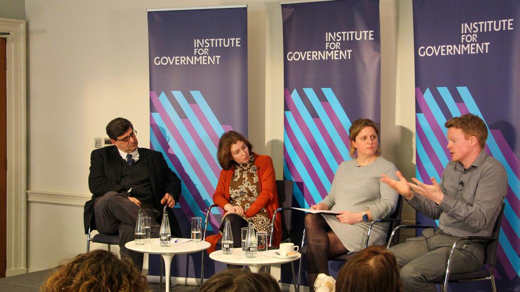 Panellists on stage at the Institute for Government