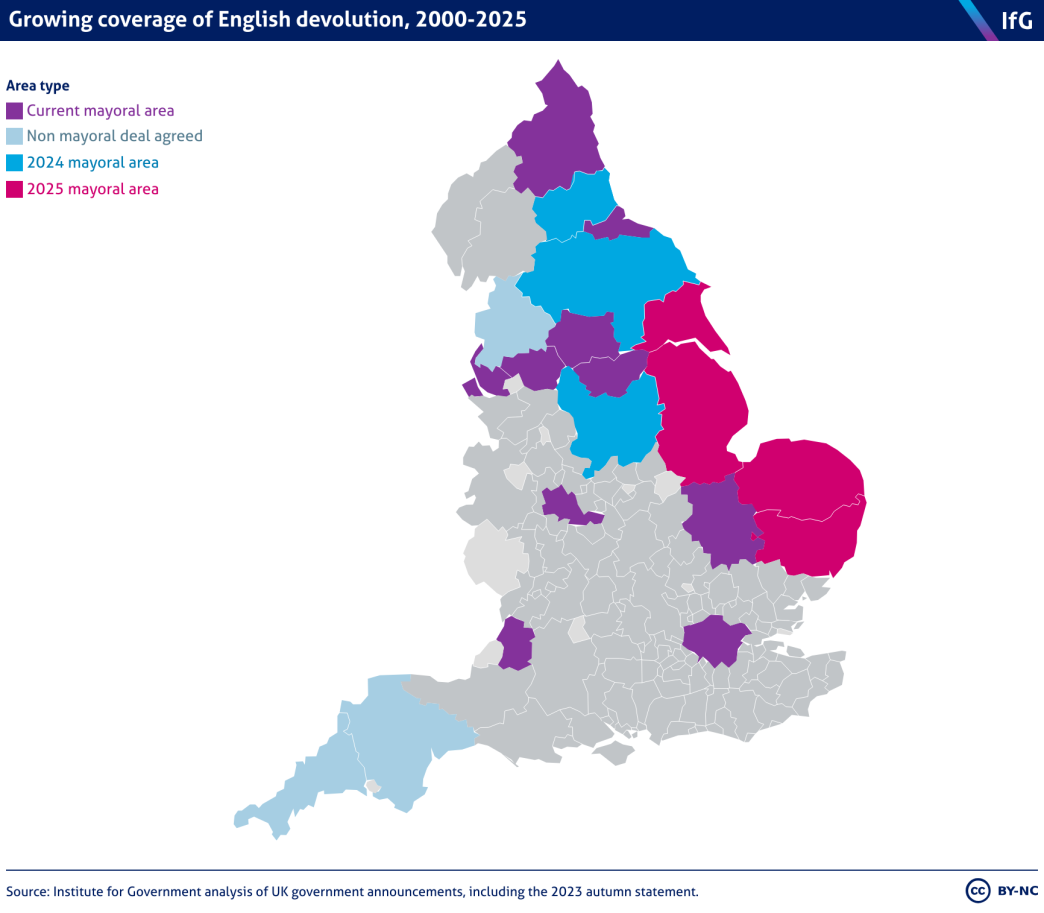 Map of England's devolution deals