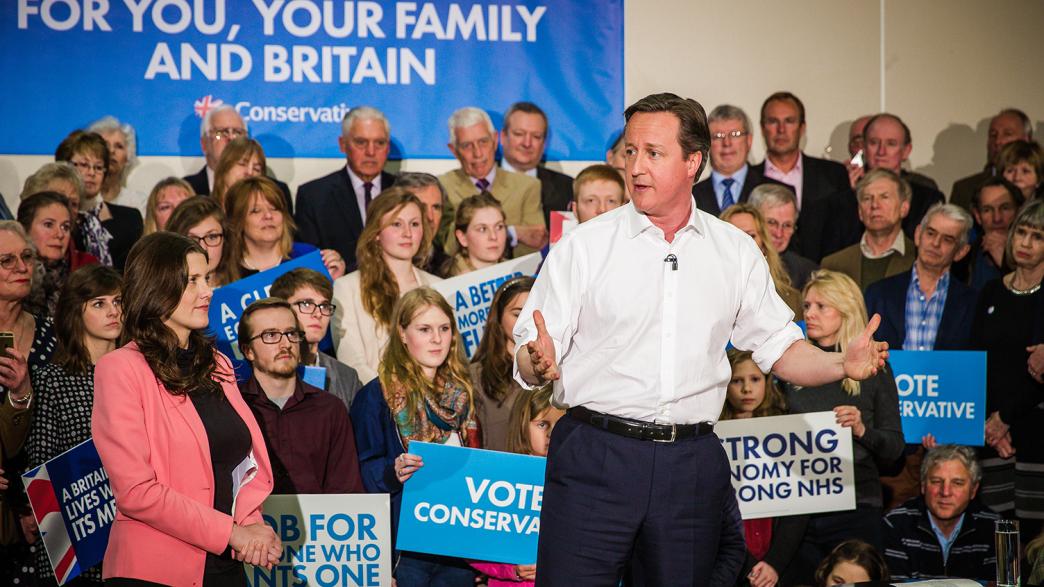 David Cameron launches the Conservative Party's 2015 general election campaign.