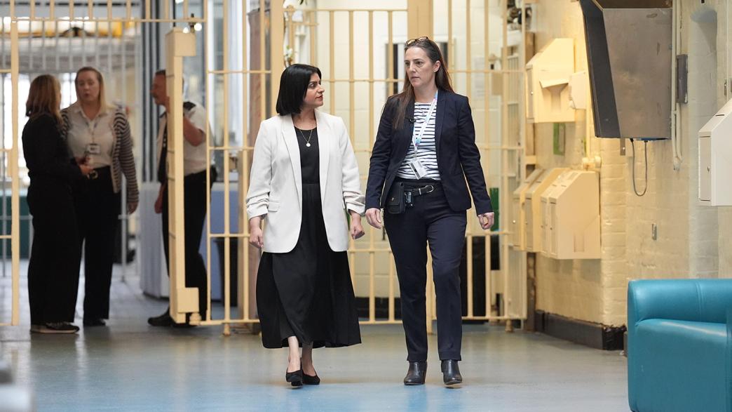 Justice secretary Shabana Mahmood, with governor Sarah Bott, during a visit to HMP Bedford in Harpur, Bedfordshire.