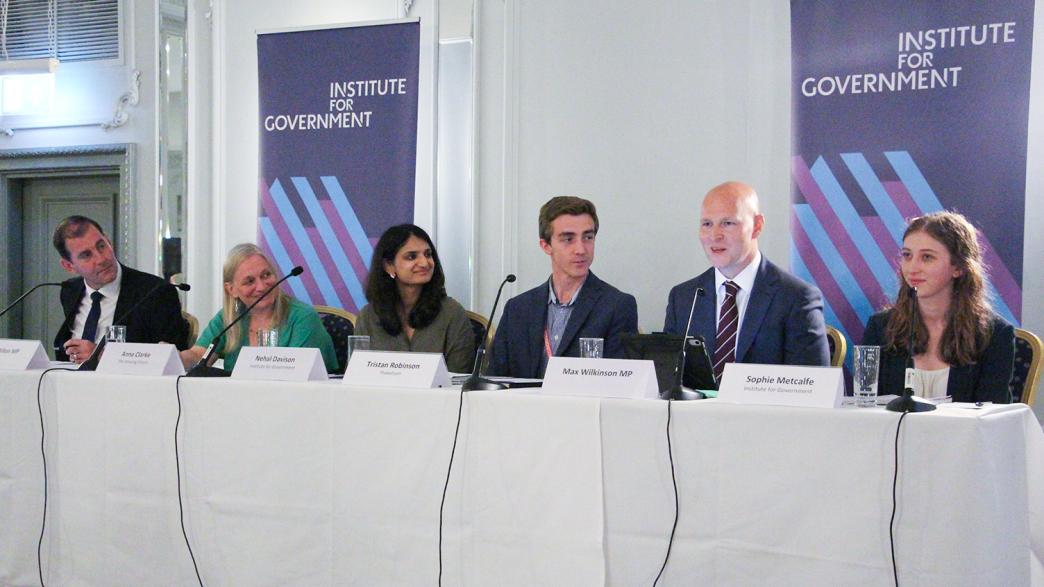 An IfG event at the Liberal Democrat Conference in Brighton, September 2024. From left to right: Lee Dillon MP, Anna Clarke, Nehal Davison, Tristan Robinson, Max Wilkinson, Sophie Metcalfe.