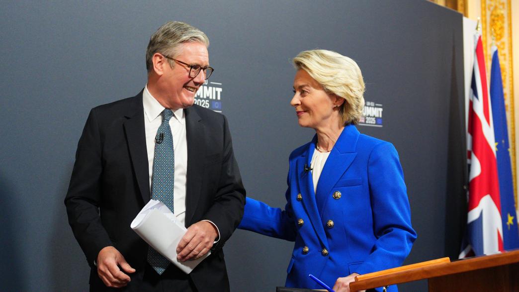 Prime Minister Sir Keir Starmer and President of the European Commission Ursula von der Leyen at a press conference at the end of the UK-EU Summit at Lancaster House, in central London. 
