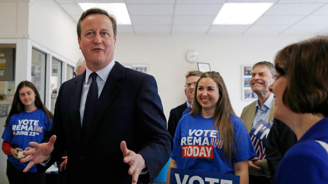 Prime Minister David Cameron speaks during an EU referendum related visit to Panorama Antennas