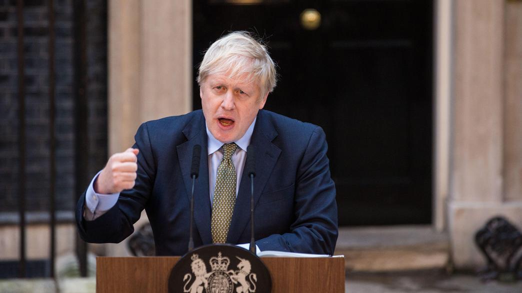 Boris Johnson gives a victory speech outside Downing Street after winning the 2019 general election with a majority.
