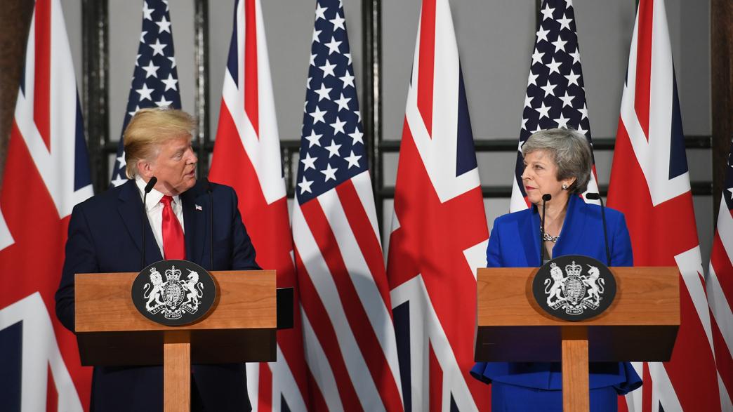 Donald Trump and Theresa May during a UK-US press conference